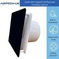 AirTech-UK Powerful Bathroom Extractor Fan with Humidistat – Silent 150mm (6 Inch) Wall Mounted Vent