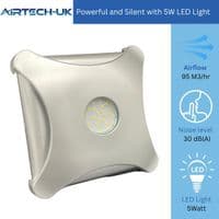 AirTech-UK Silent Bathroom Extractor Fan with LED Light – 100mm / 4 Inch Wall or Ceiling Ventilation