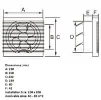 Bathroom Kitchen Exhaust Fan Wall Mounted 6