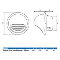 Bull Nose Air Vent Grille Extract Supply Valve WMN100 Stainless Steel