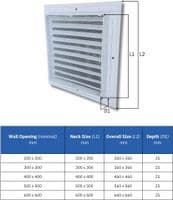 CRW Fixed Louvre Grilles, Aluminum with Screen - White Finish