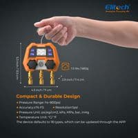 Elitech DMG-4B Digital Manifold Gauge Set with App Control for HVAC Systems