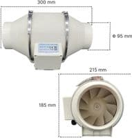 FlowMax Turbo Inline Extractor Fan 100mm / 4 inches - Single Speed Bathroom Extractor Fan with Timer