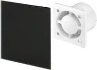 Silent Bathroom Extractor Fan Black Glass Front Panel 100mm / 4