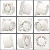 Silent Bathroom Extractor Fan Black Glass Front Panel 100mm / 4