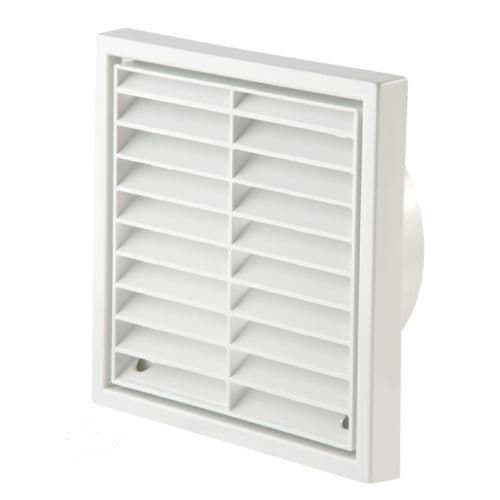 White Fixed Louvre Grill External Grille Vent  4" 100mm