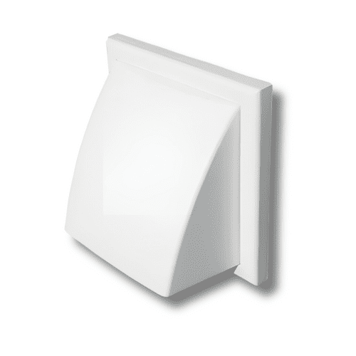150MM / 6 Inch White Hooded Cowl Ventilation Grill Cover with Backdraft Shutter - Premium Quality