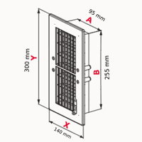 Adjustable Vent Grille, Wall Floor Register 90X250mm Opening  with Insect Net T21A