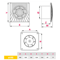 Bathroom Extractor Fan with Timer 100mm/4" Shower Ventilator WA100T