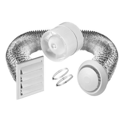Bathroom Shower 4" Inline Extractor Fan Kit with Timer
