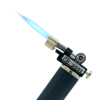 Black Micro Torch Refillable Butane Gas Burner - Blue Flame, 2500F (1300C)