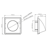 Cowl Outlet Grille Wall Vent 100mm/4
