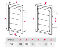 External plastic ventilation cover grill with gravity flaps  and spigot