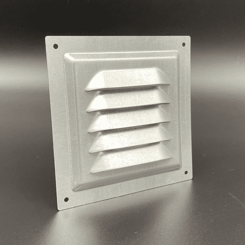 Flat Metal Fixed Grille 125x125mm with FlyScreen - External/Internal Mounting for Ventilation