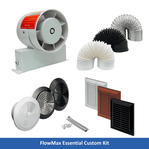 FlowMax Essential Custom Kit In-Line Shower Extractor Fan – Customisable Ventilation Solution
