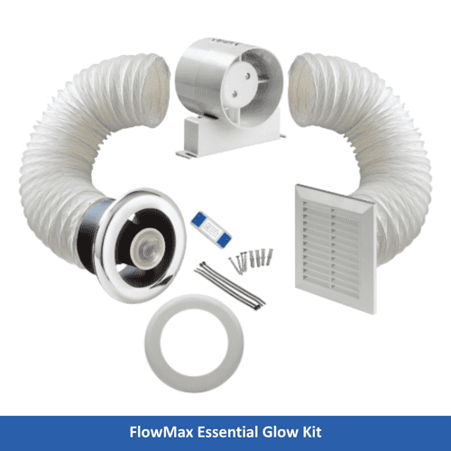 FlowMax Essential Glow Kit In-Line Shower Light Extractor Fan Kit