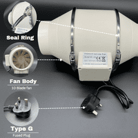 FlowMax Turbo Inline Extractor Fan 100mm / 4 inches - Single Speed Bathroom Fan without Timer