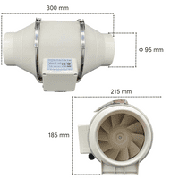 FlowMax Turbo Inline Extractor Fan 100mm / 4 inches - Single Speed Bathroom Fan without Timer