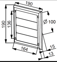 Gravity Wall External Grille Black 100mm TN3