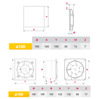 Modern Decorative Bathroom Extractor Fan 100mm / 4
