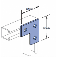Strut Flat Plate Connector, 90 degrees - 3 Hole