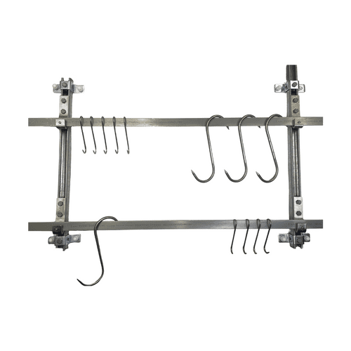 Wall Mounted Meat Hanging Rail System – Butcher Rail Kit with Static Channels, S-Hooks, Brackets, Cl