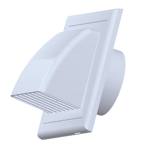 White Duct Gravity Flap - 150mm / 6" - Cowl Ventilation Cover Air Vent Grille KO 150-30